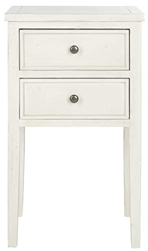 SAFAVIEH Furniture - Toby 2-Drawer Accent Table - White Birch - Solid Wood - Modern Storage Design - Ideal for Living Room, Bedroom, Home Office, 16.9"W x 14.7"D x 29.9"H - Fully Assembled (AMH6625D)