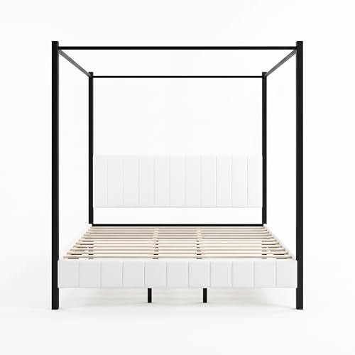 King Size Upholstered Canopy Bed Frame, view 7