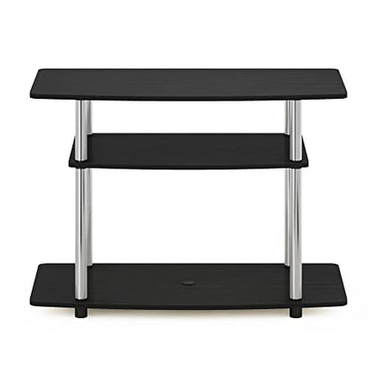 Turn-N-Tube No Tools 3-Tier Entertainment Center TV Stand for TV up to 32 Inch, Stainless Steel Tubes, Americano/Chrome