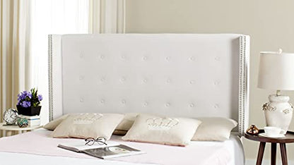 Safavieh Mercer Collection Keegan Velvet Tufted Winged Headboard, Queen, White