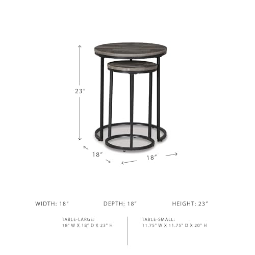 Black and gray industrial nesting accent tables, set of two, view 4
