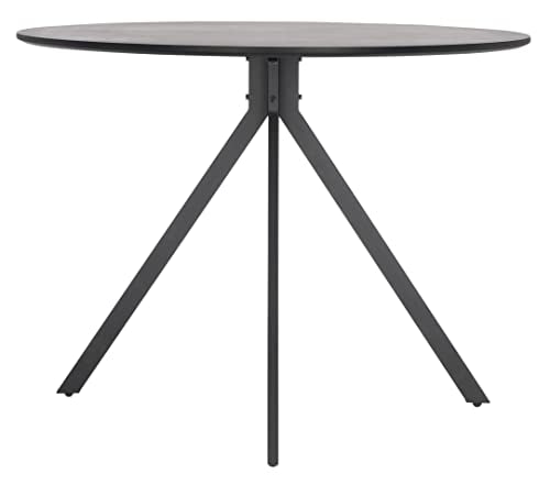 SAFAVIEH Home Collection Skyden Mid-Century Modern Black Round Top Dining Table