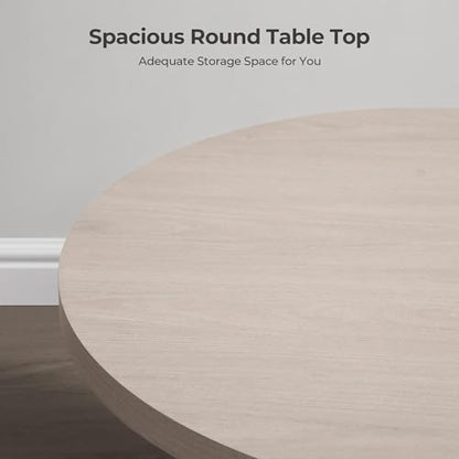32" Modern Round Coffee Table Mid Century Fluted Coffee Table | with Storage Accent Center Table for Living Room, Small Space, Apartment, White Alder