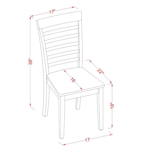 MLC-MAH-W Milan Kitchen Dining Chairs - Ladder Back Solid Wood Seat Chairs, Set of 2, Mahogany