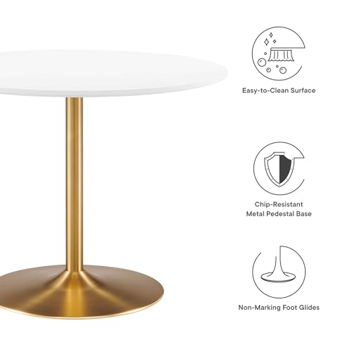 Amuse 40Inch Dining Table Solid Wood Gold White Finish Modern Kitchen Room Entertaining Home Furniture Quality Stylish Elegant Durable Refined Versatile Contemporary