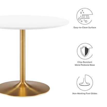 Amuse 40Inch Dining Table Solid Wood Gold White Finish Modern Kitchen Room Entertaining Home Furniture Quality Stylish Elegant Durable Refined Versatile Contemporary