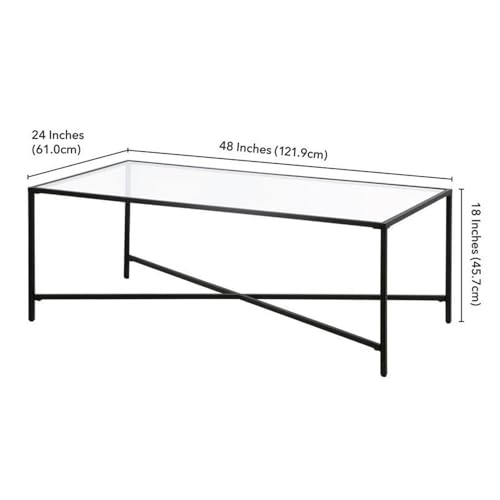 Henley 48'' Wide Rectangular Coffee Table with Glass Top in Blackened Bronze
