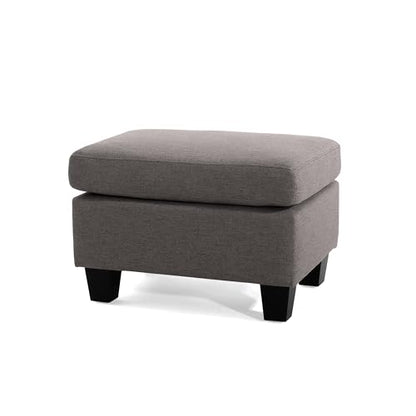 Foot Rest Ottoman Fabric Upholstered Foot Stool Birch Wood Leg Multi Purpose Padded Seat for Living Room Bedroom Office Grey