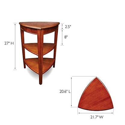 Shield Solid Wood Tiered End Table with Shelves, Glazed Auburn Brown, Perfect for Living Rooms, Bedrooms, and Small Spaces – 9009