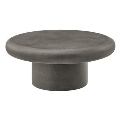 Argos Round Concrete Coffee Table in Gray - Cement Low Coffee Table for Sitting on The Floor - Weather Resistant Stone Patio Coffee Table - Indoor Outdoor 34 Inch Center Table