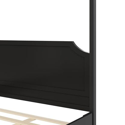 Canopy Bed Frame King with Headboard and Under-Bed Storage Space, Black, view 6