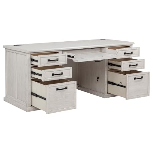 Coaster Altidore 68-Inch 7-Drawer Executive Desk Distressed White 800796, view 5