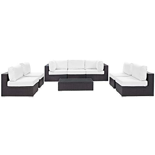Convene Outdoor Sectional Set | Durable Rattan Weave | Weather-Resistant Cushions | 8-Piece Furniture Set for Patio, Backyard, Poolside Retreat