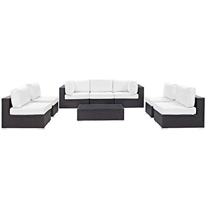 Convene Outdoor Sectional Set | Durable Rattan Weave | Weather-Resistant Cushions | 8-Piece Furniture Set for Patio, Backyard, Poolside Retreat
