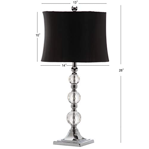 SAFAVIEH Lighting Collection Maeve Modern Crystal Ball/ Black Shade 28-inch Bedroom Living Room Home Office Desk Nightstand Table Lamp Set of 2 (LED Bulbs Included)