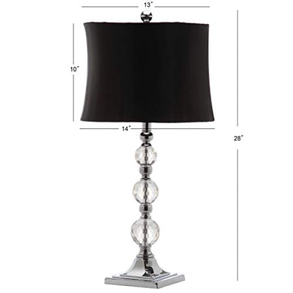 SAFAVIEH Lighting Collection Maeve Modern Crystal Ball/ Black Shade 28-inch Bedroom Living Room Home Office Desk Nightstand Table Lamp Set of 2 (LED Bulbs Included)