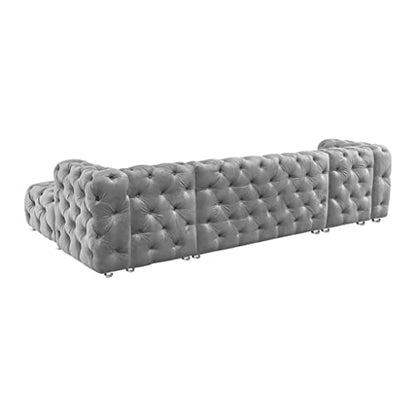 U-Shaped Modular Sofa Grey Velvet Fabric Living Room Furniture
