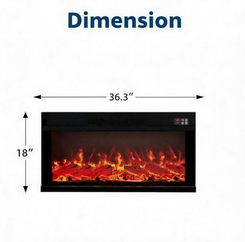 36 Inch Electric Fireplace with Remote, Four-Color Flame,Fireplace Only, view 3
