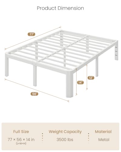 Full Metal Bed Frame, 14 Inch Tall, 12 in Storage, Rounded Legs, view 3