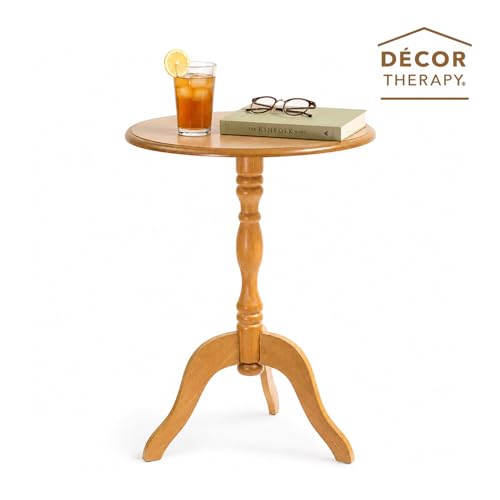 Decor Therapy Warwick Round Accent Table - 3 Leg Pedestal Side Table for Living Room, Bedroom, Entryway - Traditional Medium Wood Bistro Drink Table