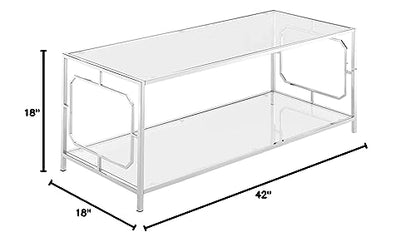 Omega Chrome Coffee Table, Clear Glass / Chrome Frame