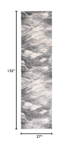 SAFAVIEH Retro Collection Runner Rug - 2'3" x 11', Grey & Ivory, Modern Abstract Design, Non-Shedding & Easy Care, Ideal for High Traffic Areas in Living Room, Bedroom (RET2891-8012)