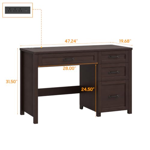Farmhouse 47" Executive Desk with 4 Drawers, view 3