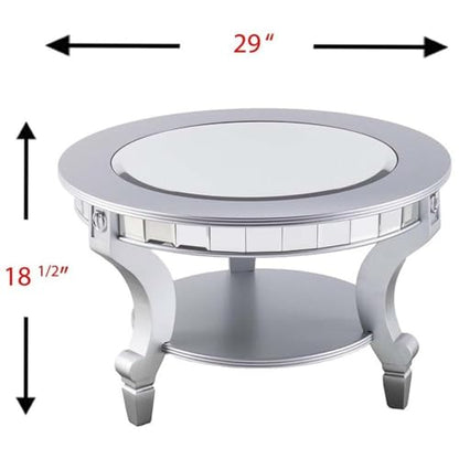 SEI Furniture Lindsay Glam Round Mirrored Coffee Table