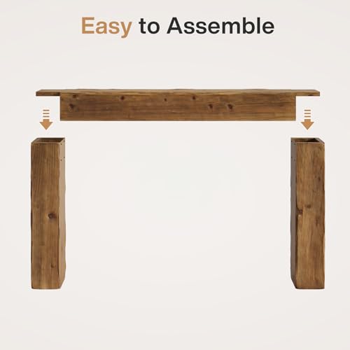 Solid Wood Console Table, 63-Inch Farmhouse Sofa Table Behind Couch for Entryway, Living Room, Foyer, Easy Assembly (Rustic Brown)