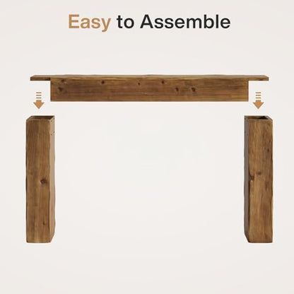 Solid Wood Console Table, 63-Inch Farmhouse Sofa Table Behind Couch for Entryway, Living Room, Foyer, Easy Assembly (Rustic Brown)