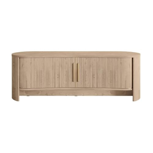 OVE Decors Sarah 59" Modern Media Console in Light Oak, Gold Hardware, view 4