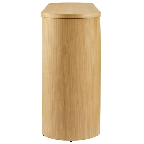 Aspect 60 Inch Oval Console Table in Oak with Reversible Arched Legs - Modern Oval Wood Narrow Entryway Table - Curved Profile Design Thin Sofa Table for Hallway or Living Room