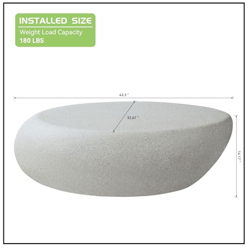 43.31" Oval Coffee Table - Modern Industrial Design, White Accent for Living Room, Office, Apartment, Balcony