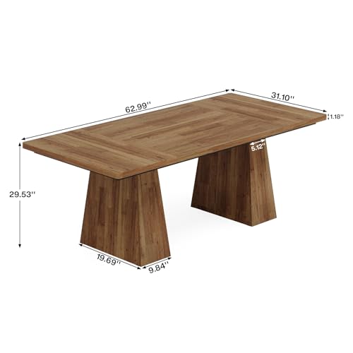 Tribesigns 63-Inch Executive Desk, Large Office Computer Desk with Double Pedestal, Modern Simple Workstations Writing Table Conference Table Business Furniture for Home Office, Light Brown