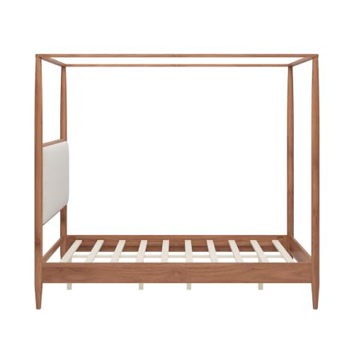 RuiSiSi Queen Size Canopy Bed Frame with Boucle Headboard, view 7