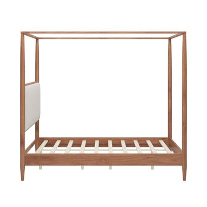 RuiSiSi Queen Size Canopy Bed Frame with Boucle Headboard, view 7