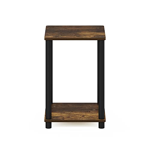 TURN-N-TUBE Side Table, 2-Tier Modern Square End Table with Open Shelf, Toolless Night Stand, Bedside Table, for Living Room, Bedroom, Amber Pine