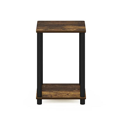 TURN-N-TUBE Side Table, 2-Tier Modern Square End Table with Open Shelf, Toolless Night Stand, Bedside Table, for Living Room, Bedroom, Amber Pine