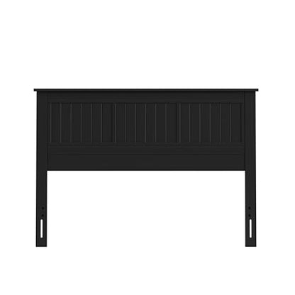 Wood Panel Headboard with Window-Pane Design, Queen Size, Black, Easy Assembly, view 8