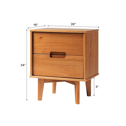 Brynn Modern Solid Wood Groove Handle Nightstands, Set of 2, Natural Pine