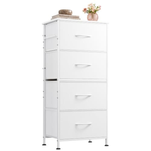 Small Dresser Nightstand for Bedroom, 4 Drawers, White, view 2