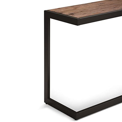Erina SOLID ACACIA WOOD and Metal 52 inch Wide Industrial Console Sofa Table in Rustic Natural Aged Brown for the Living room Entryway and Bedroom