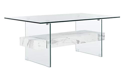 Safavieh Home Kayley White Marble Glass Coffee Table, Model:COF7004E