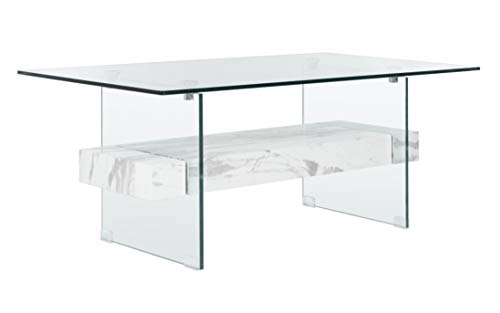 Safavieh Home Kayley White Marble Glass Coffee Table, Model:COF7004E