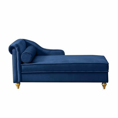 Modern Upholstery Chaise Lounge Chair with Storage Velvet (Navy Blue), view 9
