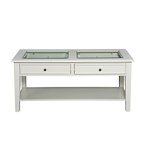 Panorama Glass Top Coffee Table - Transitional Design, Glass and Wood - Ideal for Living Room, Family Room (CK1130)