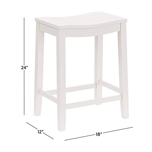 Furniture Fiddler Backless Counter Height Saddle Stool, White