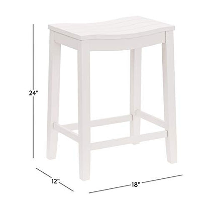 Furniture Fiddler Backless Counter Height Saddle Stool, White