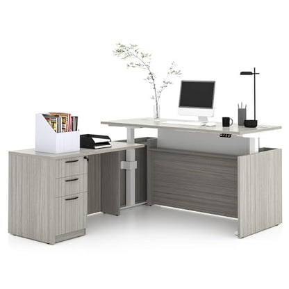 77" L-Shaped Executive Standing Desk with 3 Drawers Cabinet, view 5