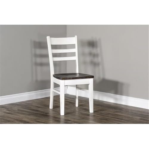 Sunny Designs Carriage House 18" Ladderback Chair in White/Dark Brown (Set of 2)